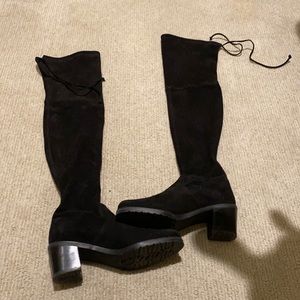 Authentic Stuart Weitzman over the knee black suede block heel boots - like new